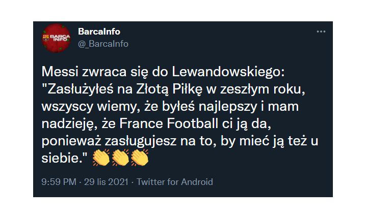 PIĘKNE SŁOWA Messiego do Lewandowskiego i APEL do France Football!